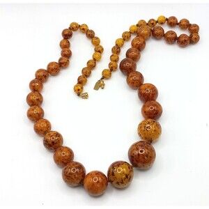 Vintage KENNETH LANE Vintage Butterscotch Speckled Graduated Bead Resin Necklace